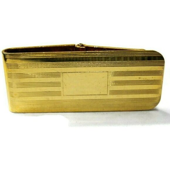 Gold Tone Engravable Money Clip Cash Holder Used - Picture 7 of 10